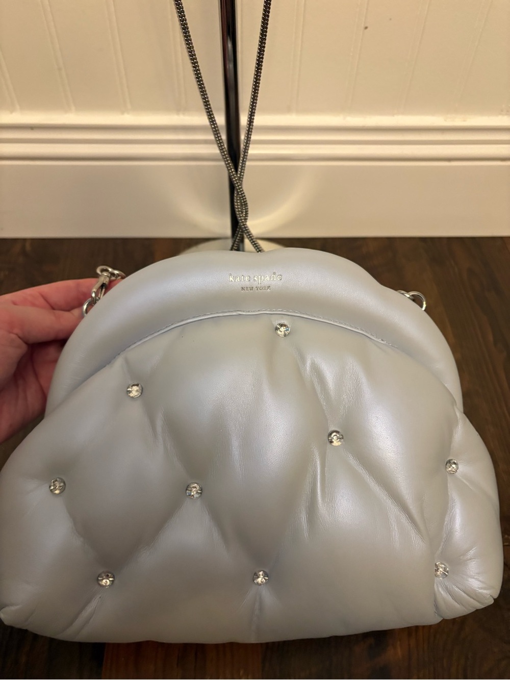 kate spade powder blue quilted crystal-accent cloud clutch - Picture 9 of 12